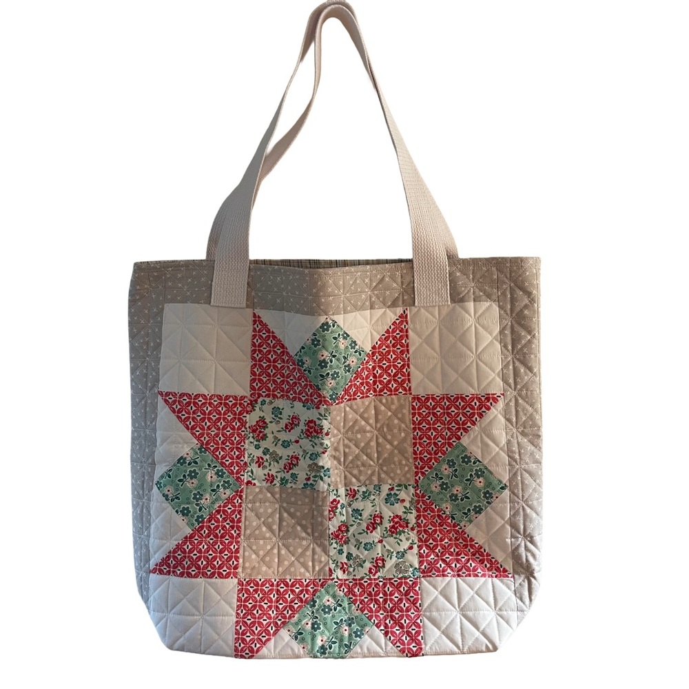 Handmade Quilted Patchwork Tote Bag - Multicolor
